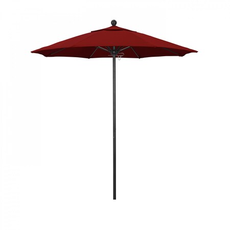 California Umbrella 7.5' Black Aluminum Market Patio Umbrella, Pacifica Red 194061334881